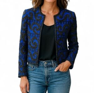 Niteline Della Roufogali Vintage Silk Beaded Semi Sheer Jacket Size Medium